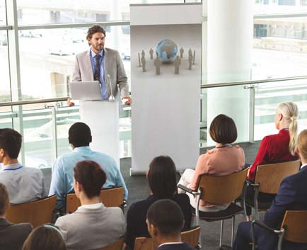 Man presenting a lecture